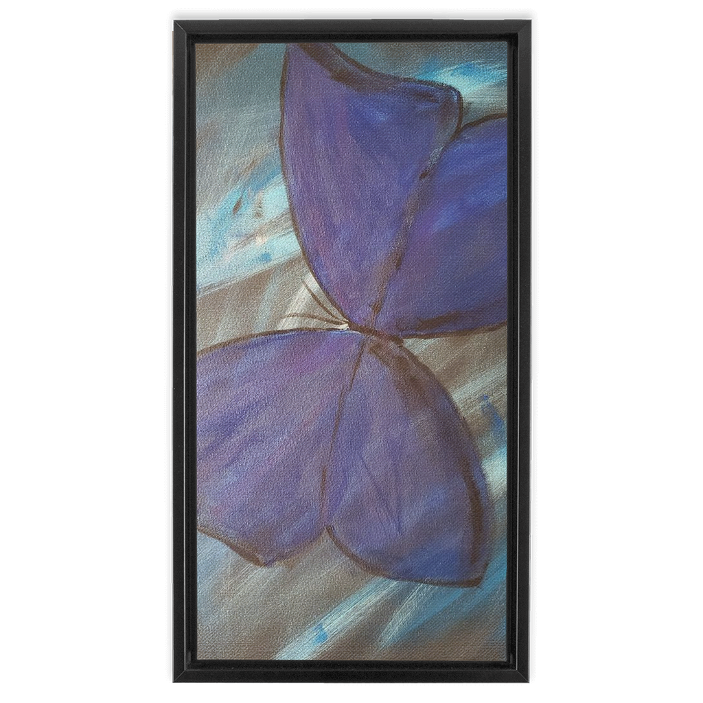 Blue Butterfly Framed Traditional Stretched Canvas