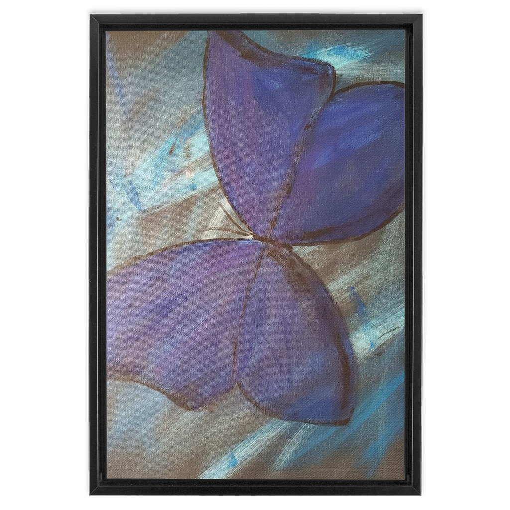 Blue Butterfly Framed Traditional Stretched Canvas