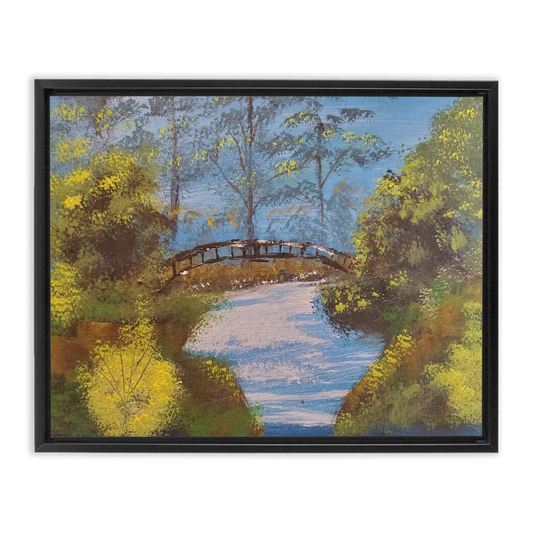 Bridge over Water Framed Traditional Stretched Canvas