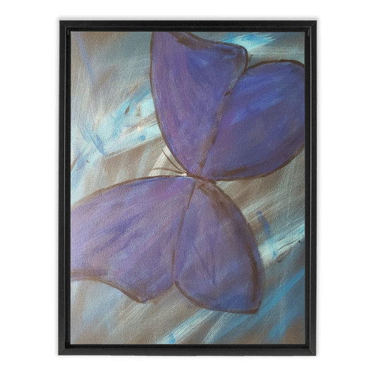 Blue Butterfly Framed Traditional Stretched Canvas